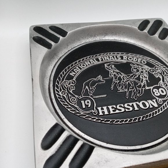 1980 NFR Rodeo Ashtray Cowboy Hesston RARE National Finals Team Ropers Roping - Picture 6 of 8